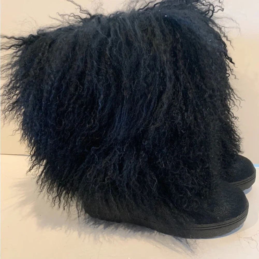 BearPaw Women's Black Long Faux-Fur Winter Boots